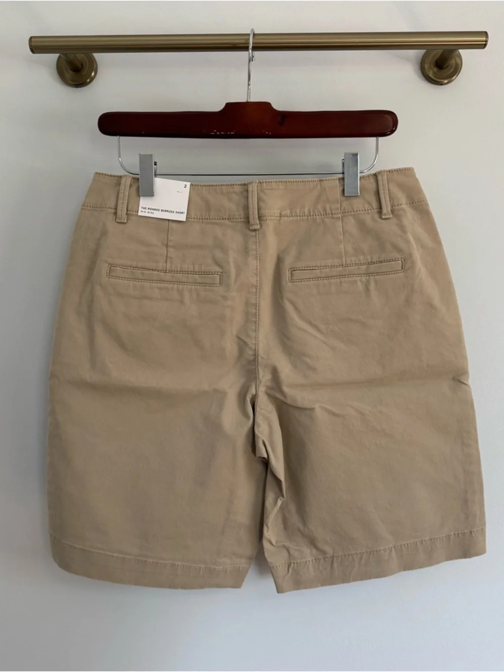 LOFT Monroe Chino Bermuda Shorts Natural Jute Size 2 - Picture 4 of 8